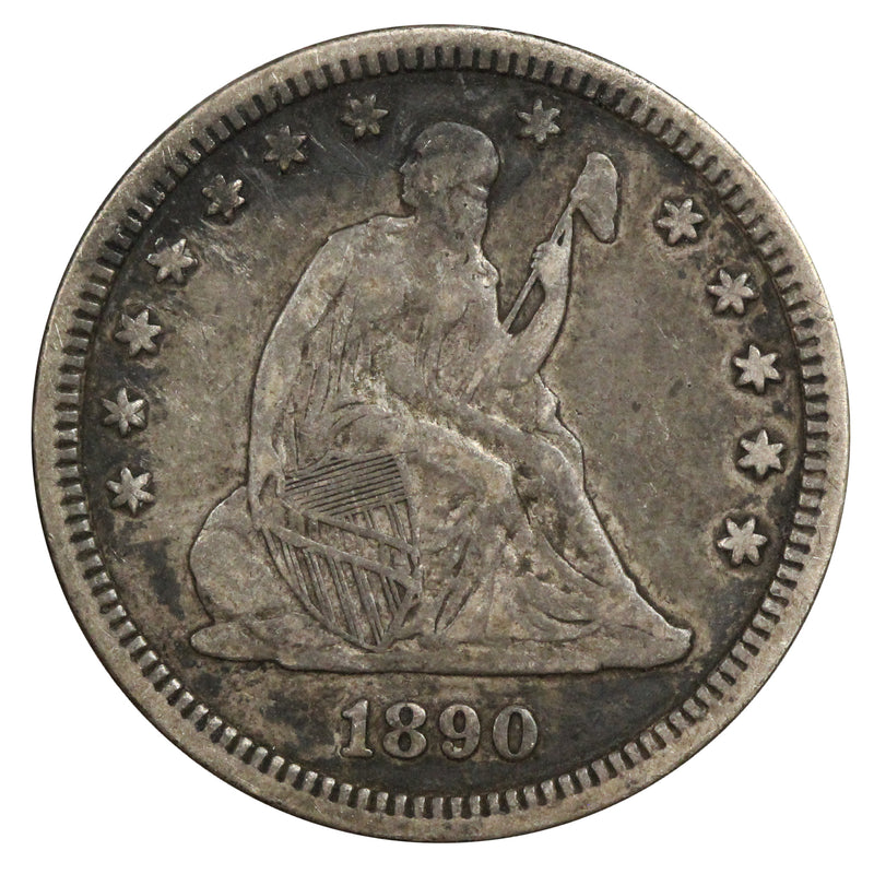 1890 Seated Liberty 25c silver quarter dollar VF XF Key Date (AP 22046)