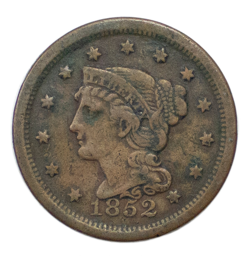 1852 -P Braided Hair Large Cent - (AP 22071)