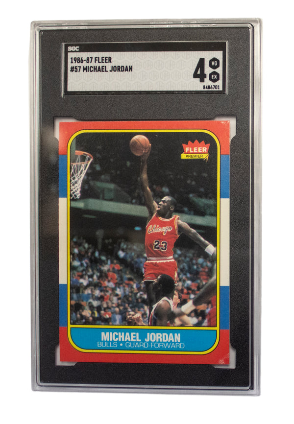 1986-87 Fleer Michael Jordan Bulls #57 RC HOF, Certified SGC 4 (VG/EX)