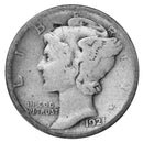 1921 -D Mercury Dime 10c - VG Very Good Condition (30023)