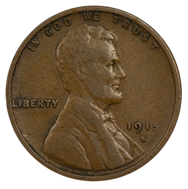 1915 -S Lincoln wheat cent 1c - VF Very Fine Condition (44105)
