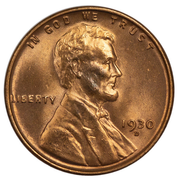 1930 -D Lincoln wheat cent 1c - Gem BU Condition (44119)