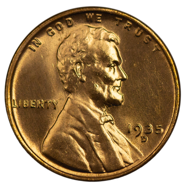 1935 -D Lincoln wheat cent 1c - Gem BU Condition (44124)