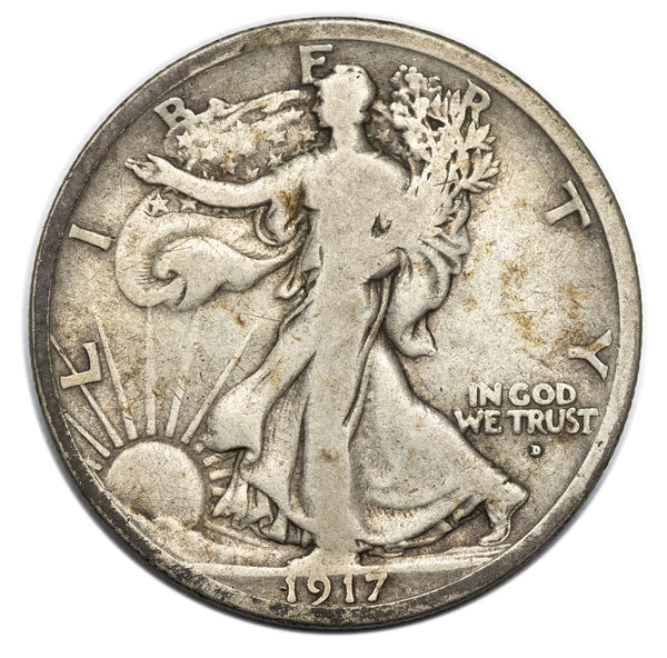 1917 -D OBV Walking Liberty half Dollar - VG Very Good Condition (6042)