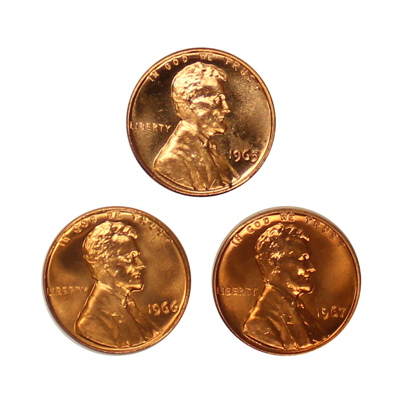 1965-1967 SMS Lincoln Memorial Cent Run 3 Coins