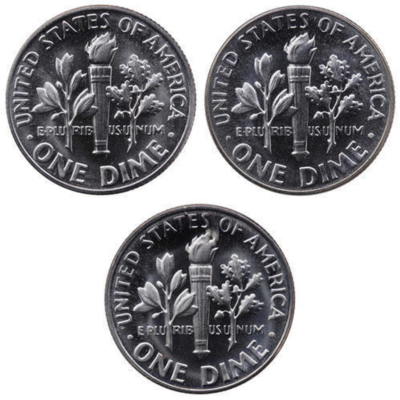 1965-1967 SMS Roosevelt Dime Run CN-Clad 3 Coins