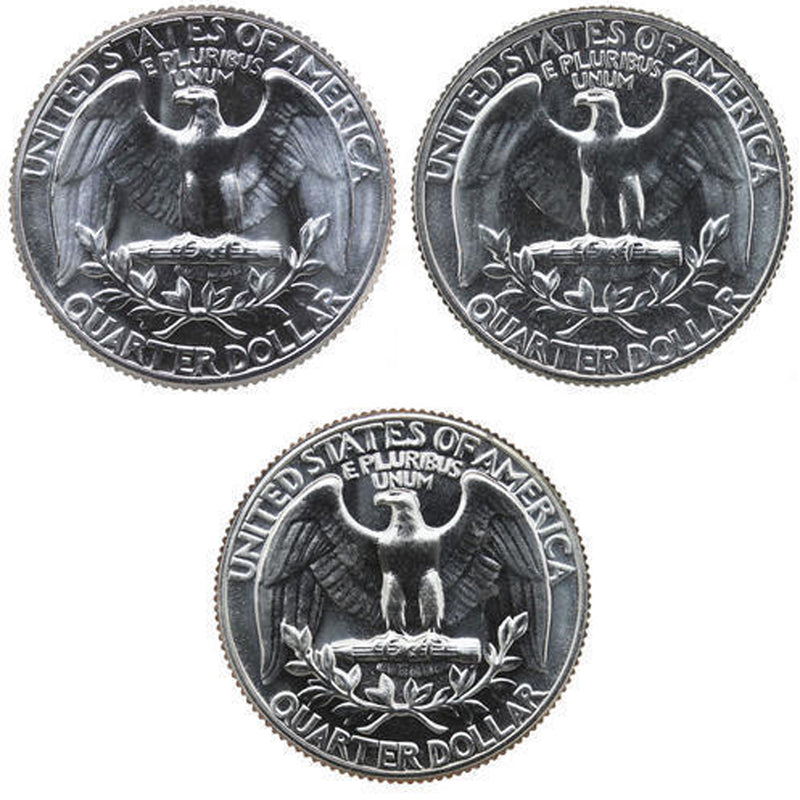 1965-1967 SMS Washington Quarter Run CN-Clad 3 Coins
