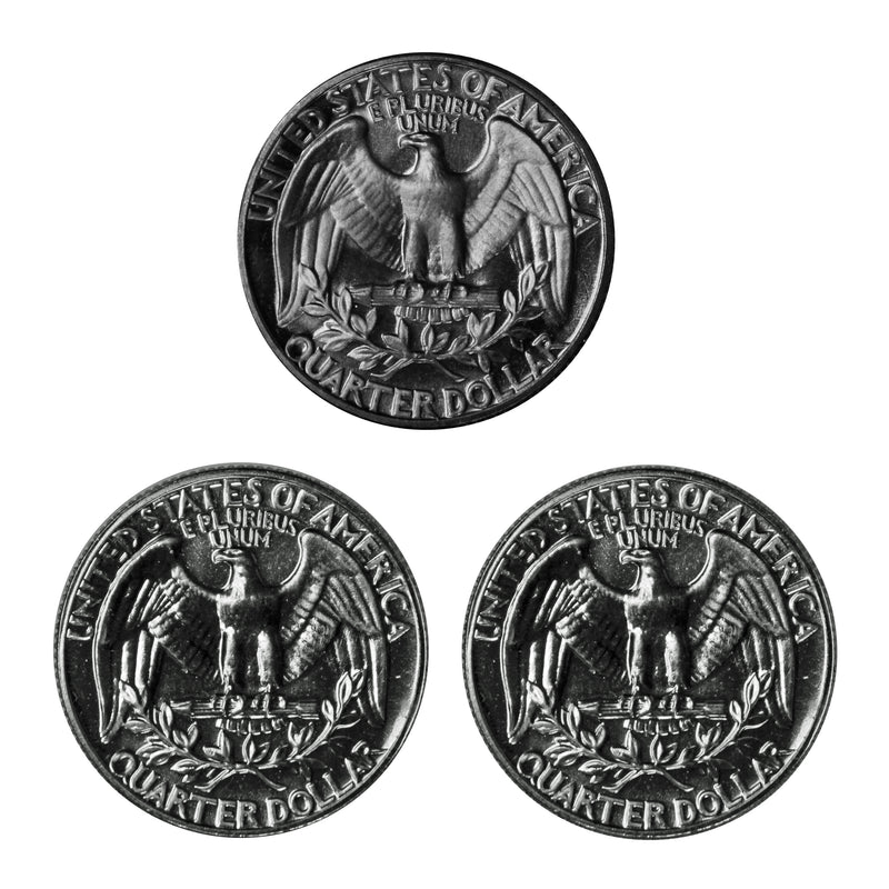 1965-1967 SMS Washington Quarter Run CN-Clad 3 Coins