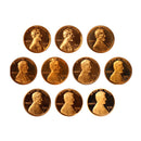 1970-1979 S Proof Lincoln Memorial Cent Run 10 Coins