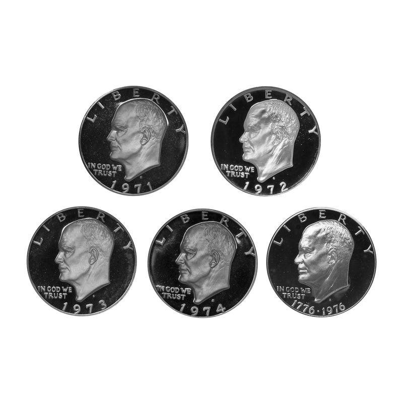 1971-1976 S Proof Eisenhower Dollar Run 40% Silver 5 Coins