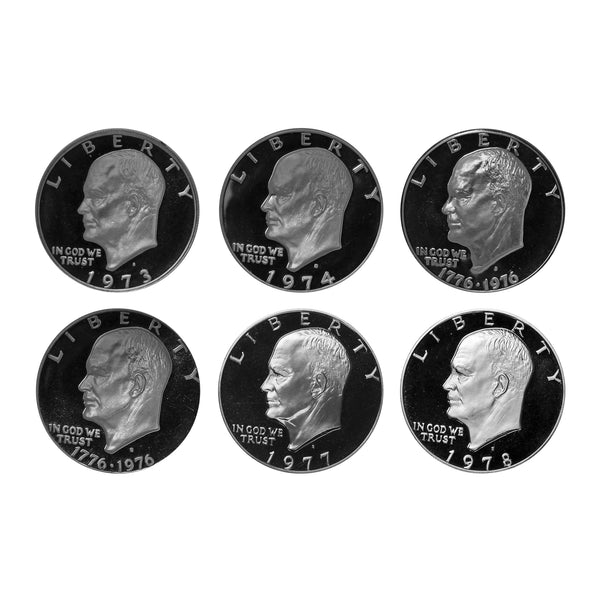 1973-1978 S Proof Eisenhower Dollar Run CN-Clad 6 Coins