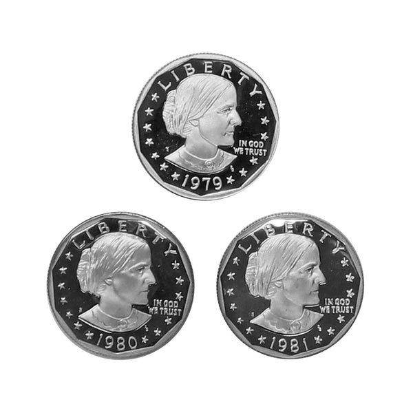 1979-1981 S Proof Susan B. Anthony Dollar Run 3 Coins