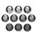 1990-1999 S Proof Jefferson Nickel Run 10 Coins
