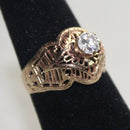 10K Solitaire Filigree Engagement Ring