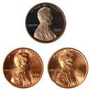 1980 P D S Lincoln Memorial Cent 1c Year set Proof & BU US 3 Coin lot