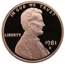 1981 S Lincoln Cent Choice Cameo Proof type 2 (Flat S)