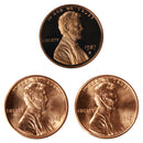 1987 P D S Lincoln Memorial Cent 1c Year set Proof & BU US 3 Coin lot