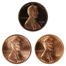 1990 P D S Lincoln Memorial Cent 1c Year set Proof & BU US 3 Coin lot