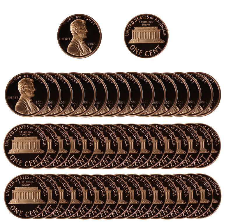 2005 Gem Proof Lincoln Cent Roll (50 Coins)