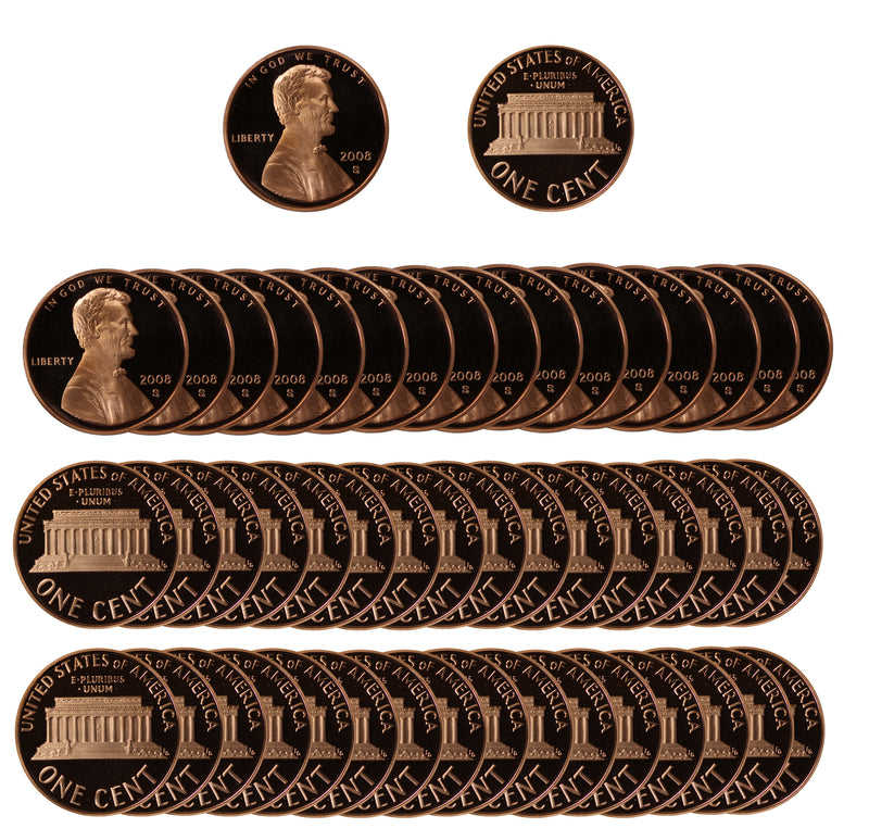 2008 Gem Proof Lincoln Cent Roll (50 Coins)