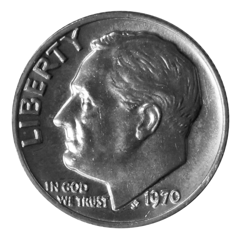 1970 -P Roosevelt Dime Roll BU Clad 50 US Coins