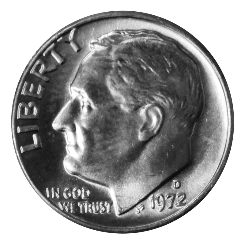 1972 -D Roosevelt Dime Roll BU Clad 50 US Coins