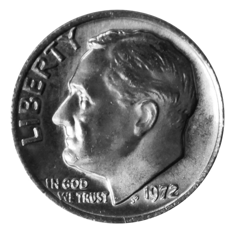 1972 -P Roosevelt Dime Roll BU Clad 50 US Coins