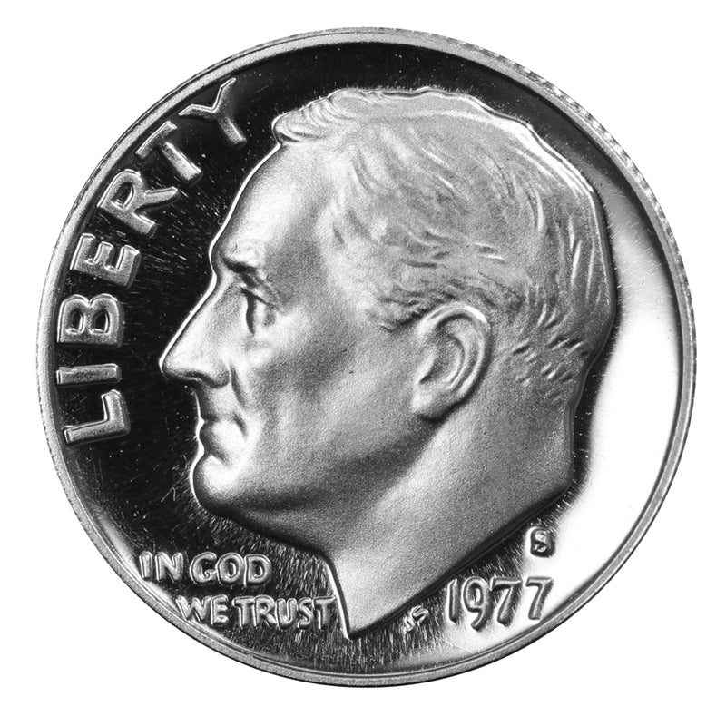 1977 S Roosevelt Dime Gem Proof CN-Clad Roll (50 Coins)