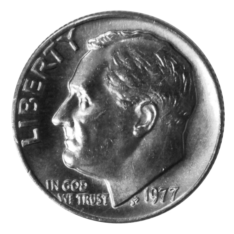 1977 -P Roosevelt Dime Roll BU Clad 50 US Coins