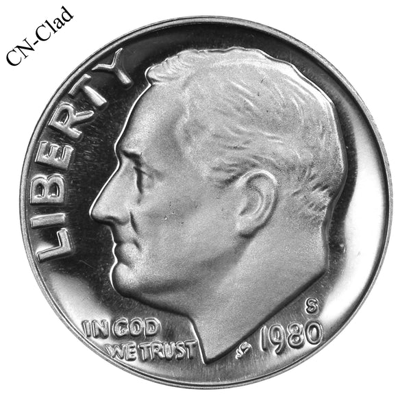 1980 S Roosevelt Dime Choice Cameo CN-Clad Proof
