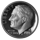 1981 S Roosevelt Dime Choice Cameo CN-Clad Proof Type 2 (Clear S)