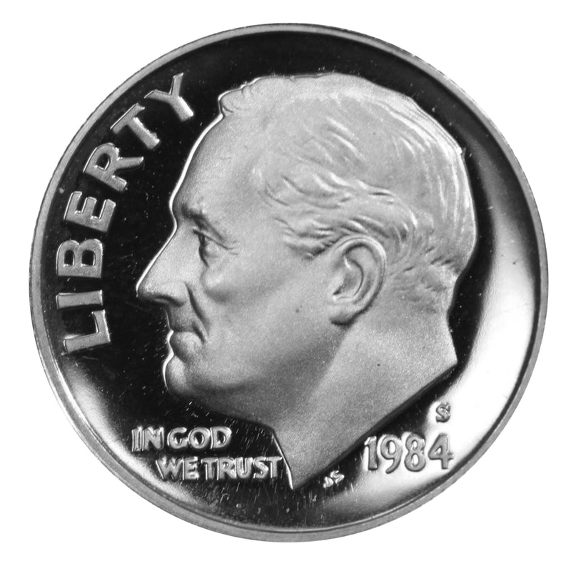 1984 S Roosevelt Dime Gem Deep Cameo Proof CN-Clad Roll (50 Coins)