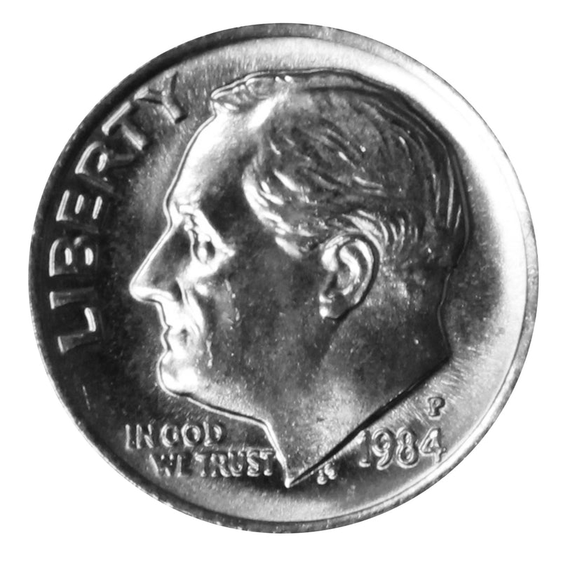 1984 -P Roosevelt Dime Roll BU Clad 50 US Coins