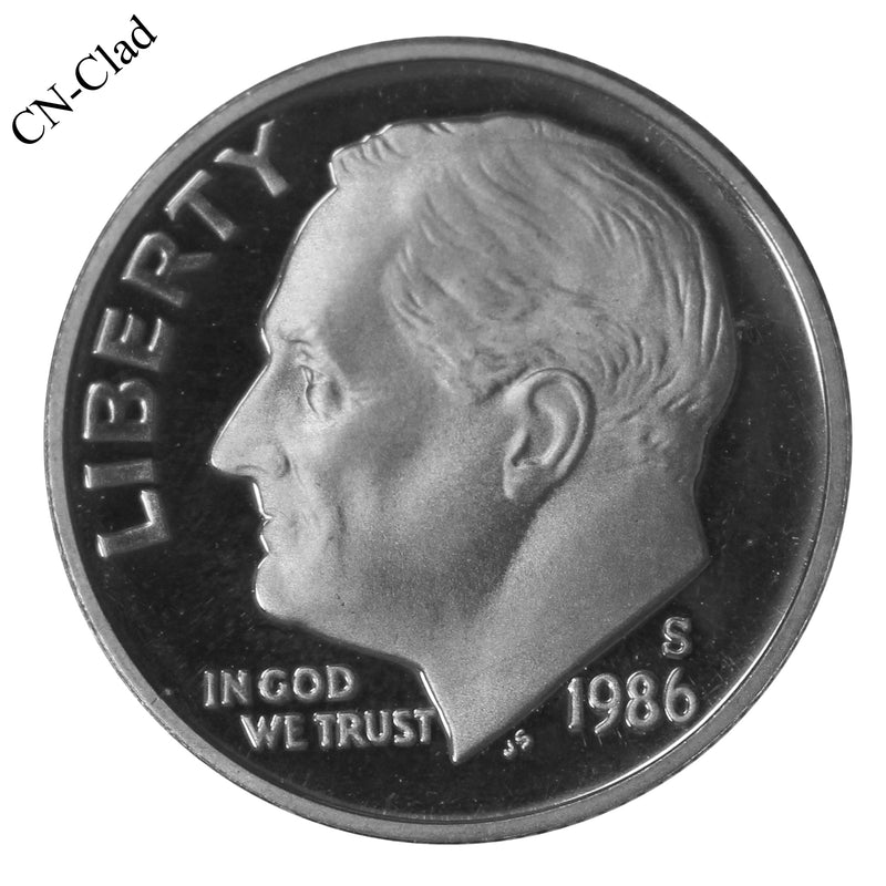 1986 S Roosevelt Dime Choice Cameo CN-Clad Proof