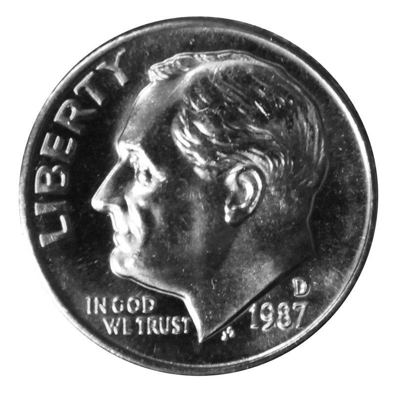 1987 -D Roosevelt Dime Roll BU Clad 50 US Coins