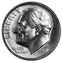 1991 -D Roosevelt Dime Roll BU Clad 50 US Coins