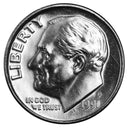 1991 -P Roosevelt Dime Roll BU Clad 50 US Coins