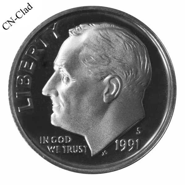 1991 S Roosevelt Dime Choice Cameo CN-Clad Proof