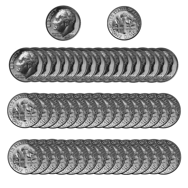 1994 -P Roosevelt Dime Roll BU Clad 50 US Coins