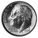 1995 -D Roosevelt Dime Roll BU Clad 50 US Coins