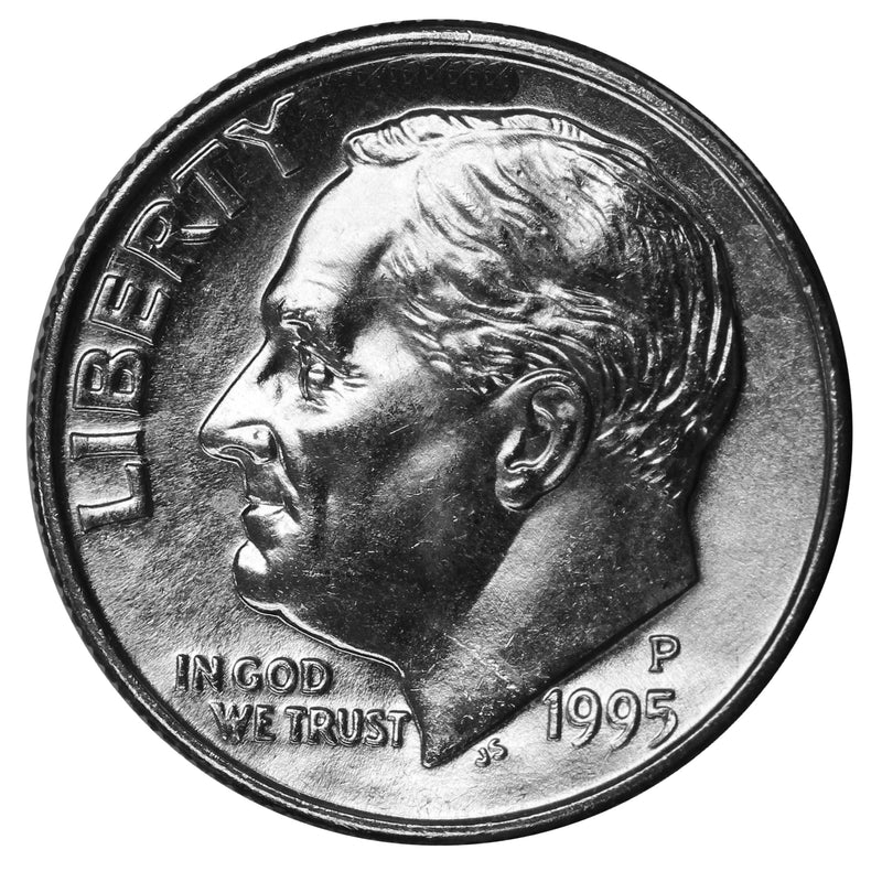 1995 -P Roosevelt Dime Roll BU Clad 50 US Coins