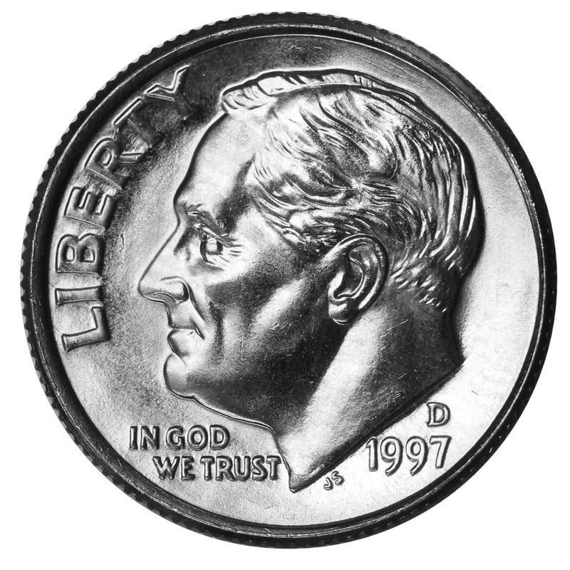 1997 -D Roosevelt Dime Roll BU Clad 50 US Coins