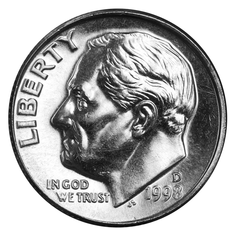 1998 -D Roosevelt Dime Roll BU Clad 50 US Coins