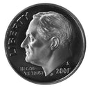 2001 S Roosevelt Dime Gem Deep Cameo Proof CN-Clad Roll (50 Coins)