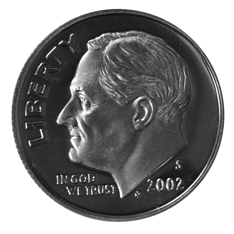 2002 S Roosevelt Dime Gem Deep Cameo Proof CN-Clad Roll (50 Coins)