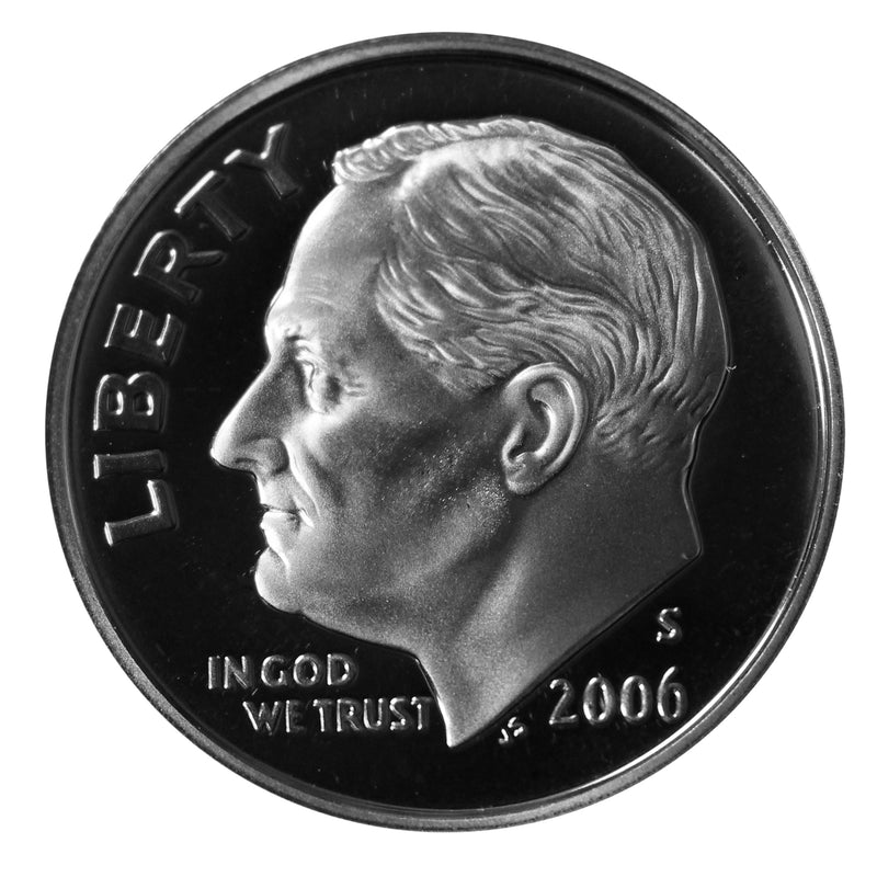 2006 S Roosevelt Dime Gem Deep Cameo Proof CN-Clad Roll (50 Coins)