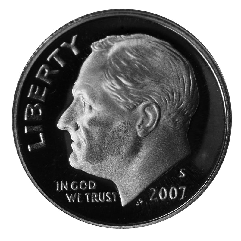 2007 S Roosevelt Dime Gem Deep Cameo Proof CN-Clad Roll (50 Coins)