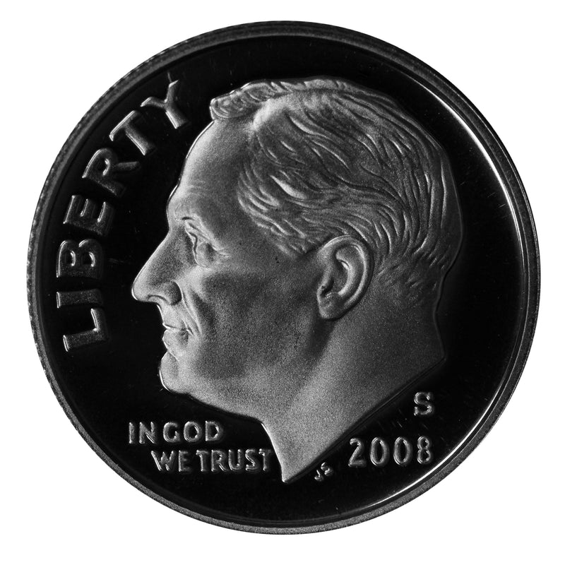 2008 S Roosevelt Dime Gem Deep Cameo Proof CN-Clad Roll (50 Coins)