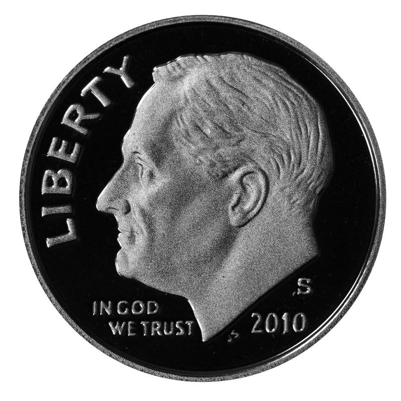 2010 S Roosevelt Dime Gem Deep Cameo Proof CN-Clad Roll (50 Coins)