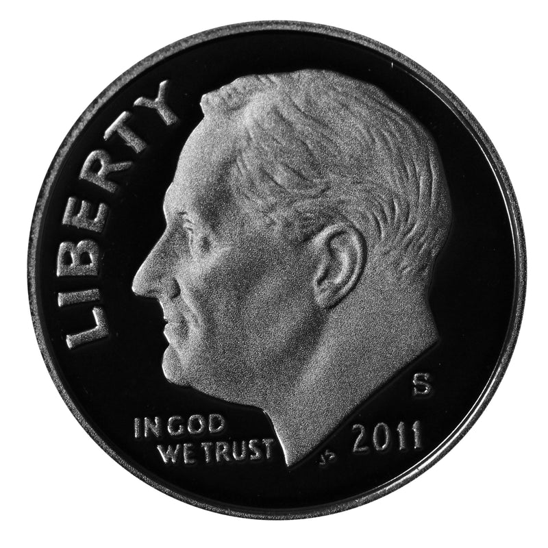 2011 S Roosevelt Dime Gem Deep Cameo Proof CN-Clad Roll (50 Coins)